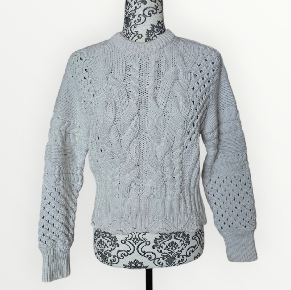 & Other Stories Cropped Cable Knit Cotton Blend Sweater Size Medium